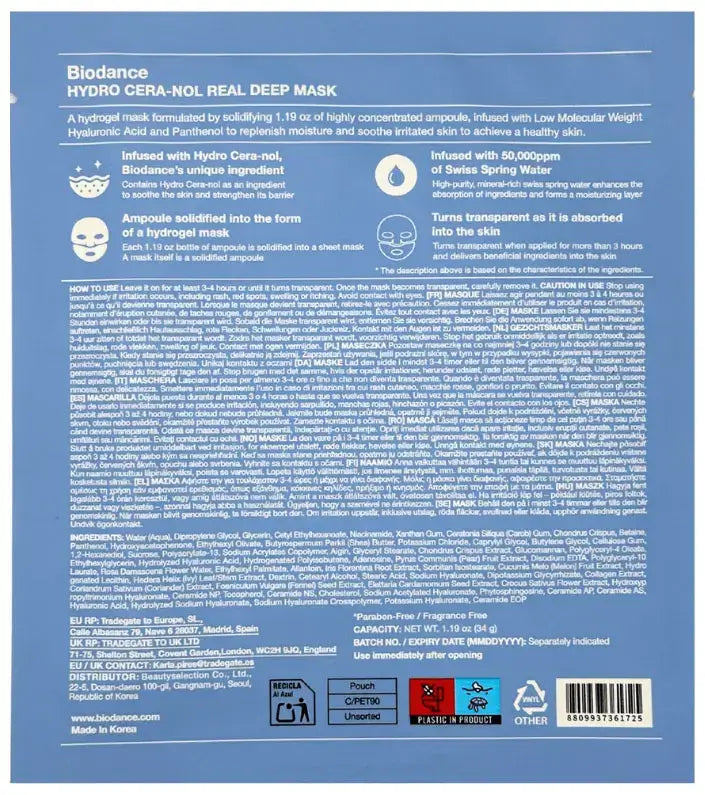 Biodance Hydro Cera-Nol Real Deep Mask 4er-Set